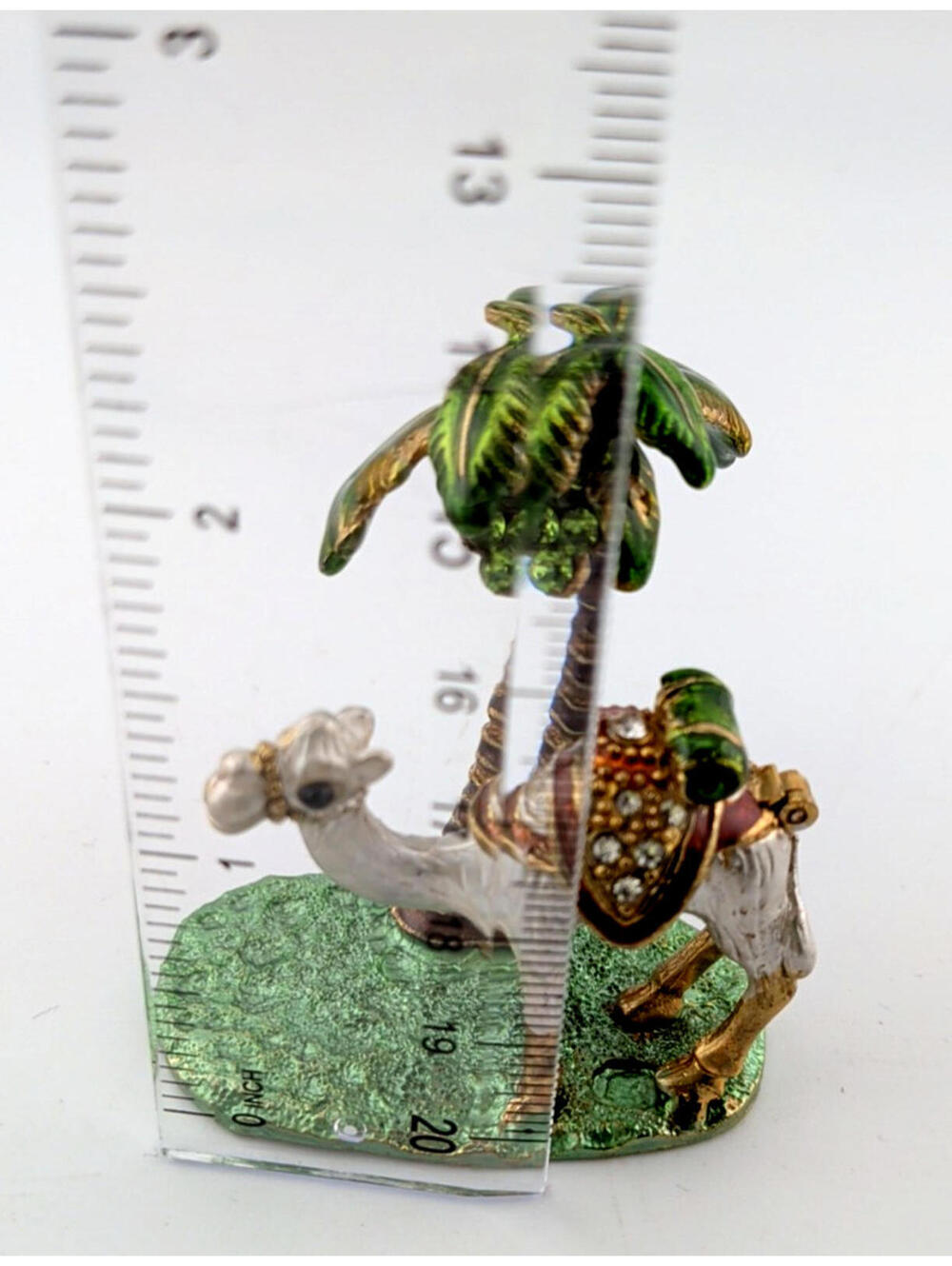 VTG Jeweled Enamel Camel/Palm Tree Desert TRINKET/PILL BOX Hinged Cloisonn-Style - Picture 11 of 11